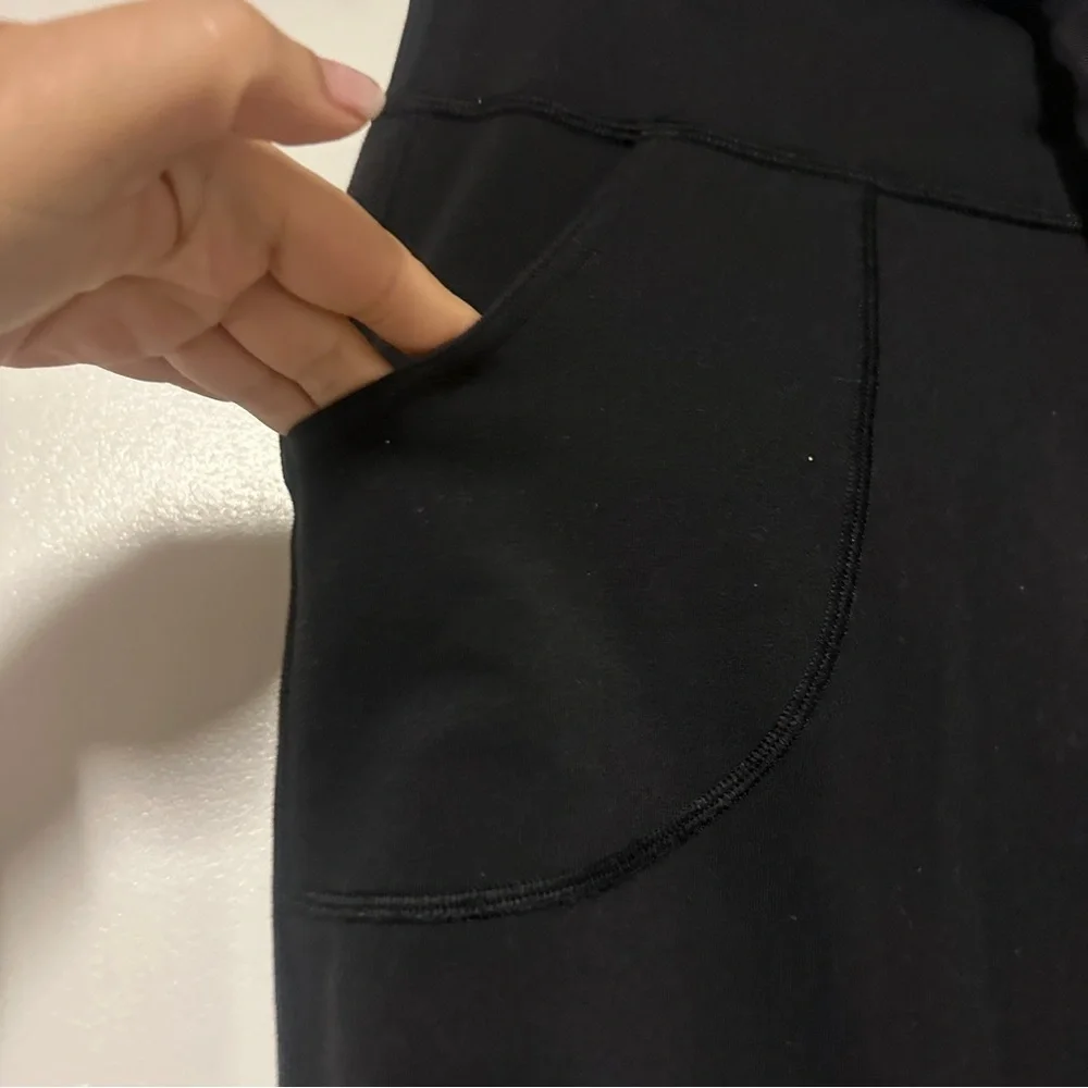 LULULEMON Black Foldover Waist Drawstring Slim Leg Fitness Yoga Pant Size 10T
